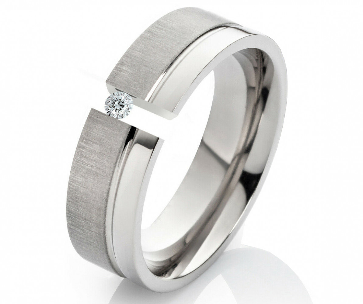 Damenring Titanring DT031 mit Zirkonia und Gravur